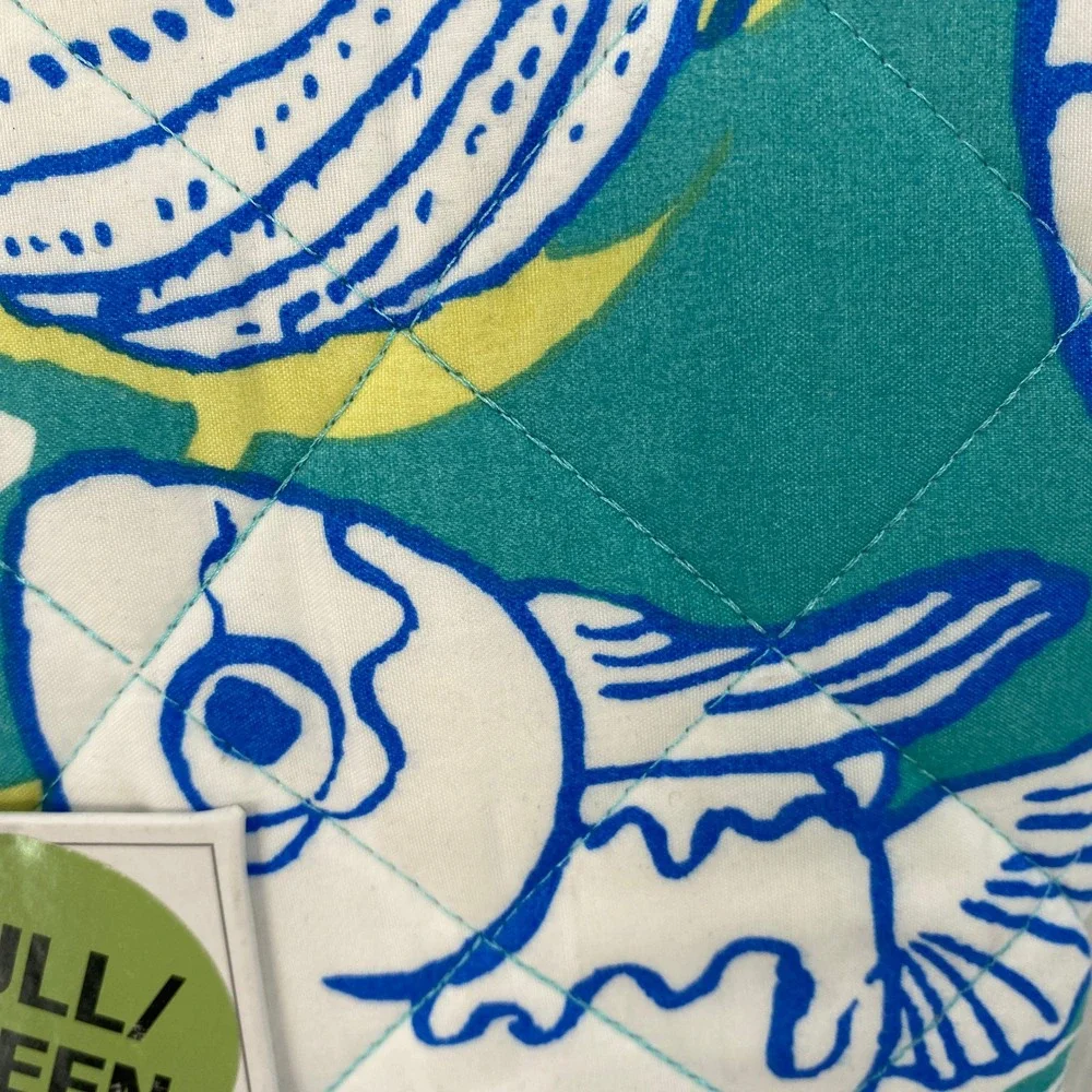 Sun and Sea Quilt Set Full Queen Teal Blue Coastal Marine Life Beach Tropical